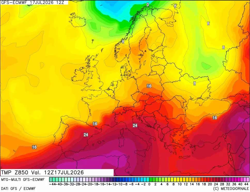 mappa Temperatura a 850 hPa