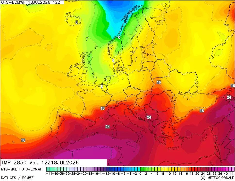 mappa Temperatura a 850 hPa