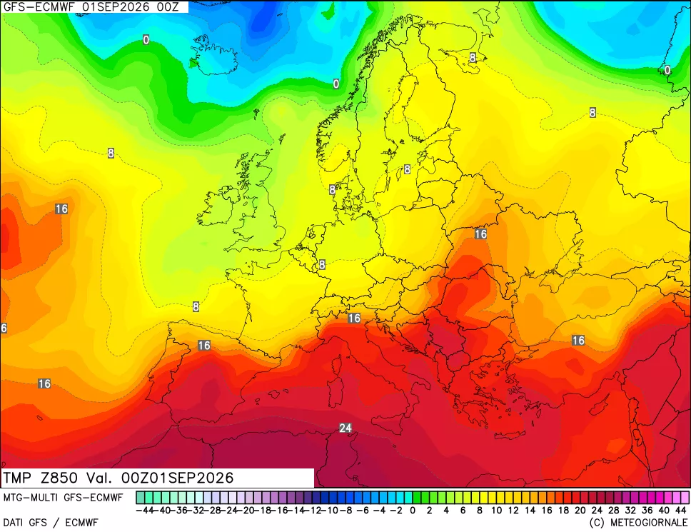 mappa Temperatura a 850 hPa