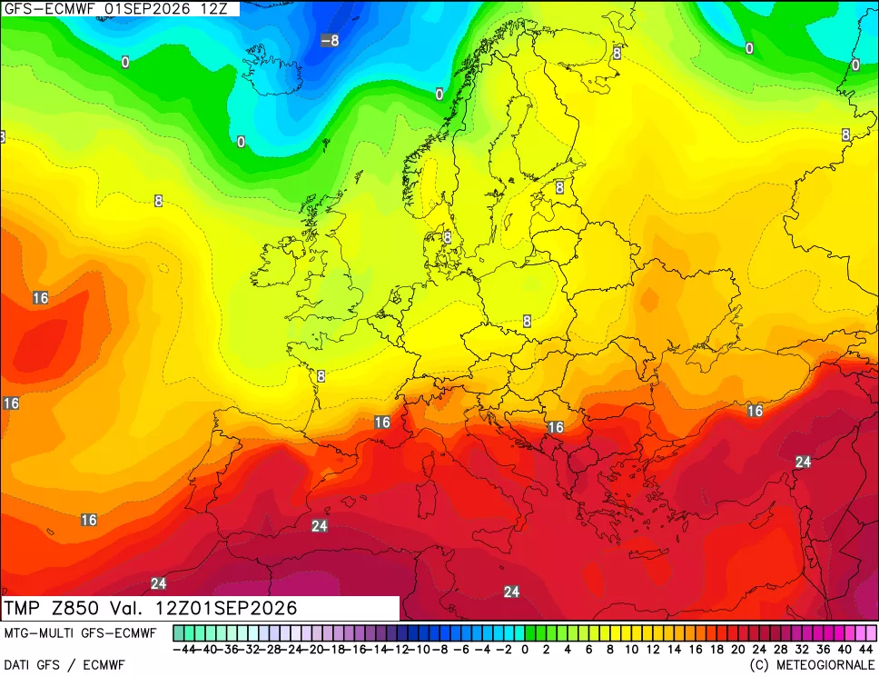 mappa Temperatura a 850 hPa