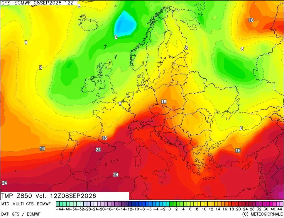 mappa Temperatura a 850 hPa