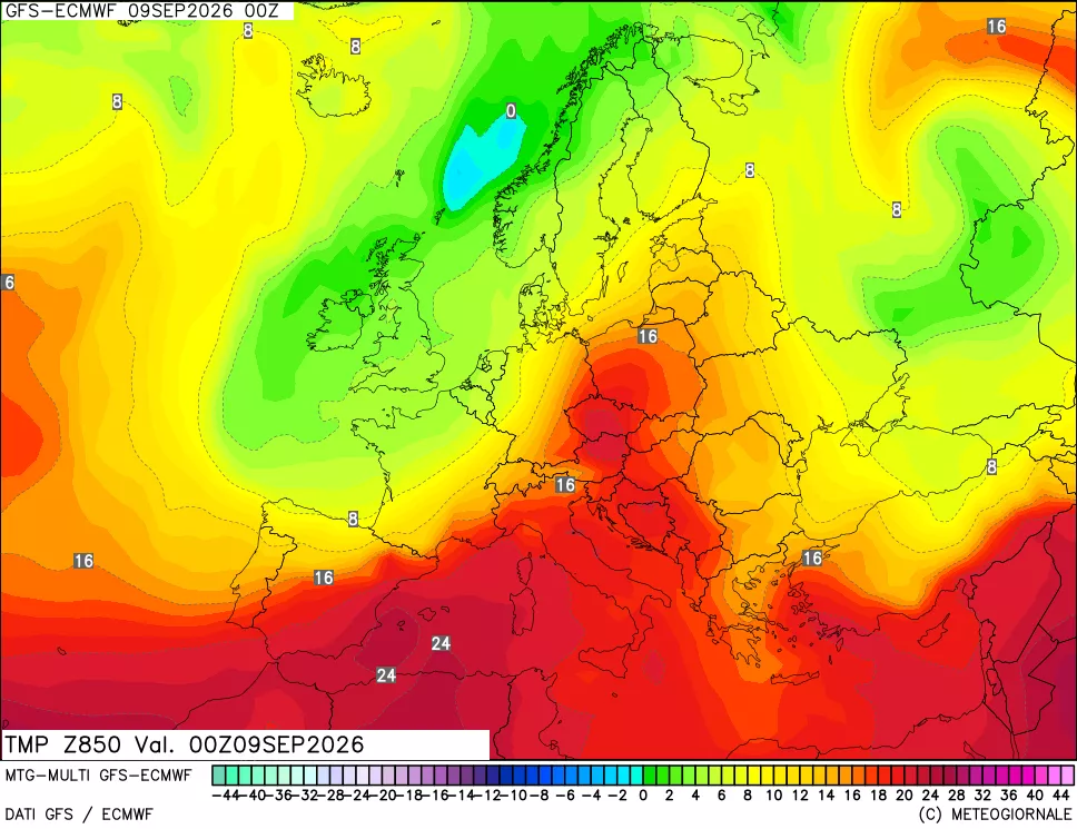 mappa Temperatura a 850 hPa