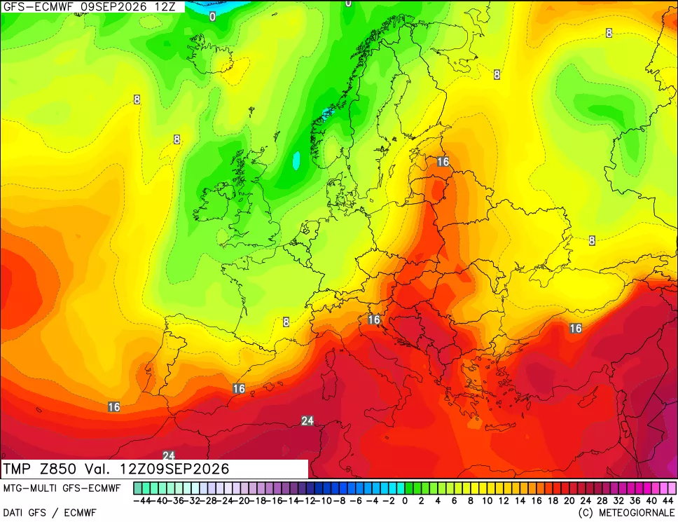 mappa Temperatura a 850 hPa