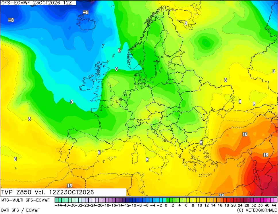 mappa Temperatura a 850 hPa