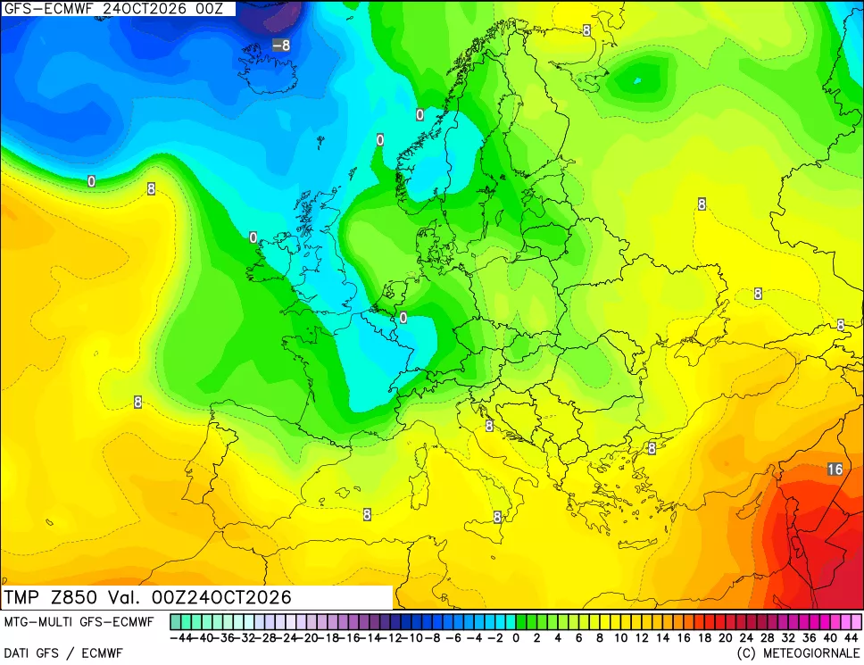 mappa Temperatura a 850 hPa