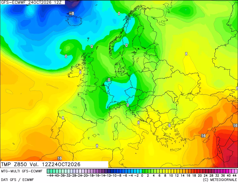 mappa Temperatura a 850 hPa