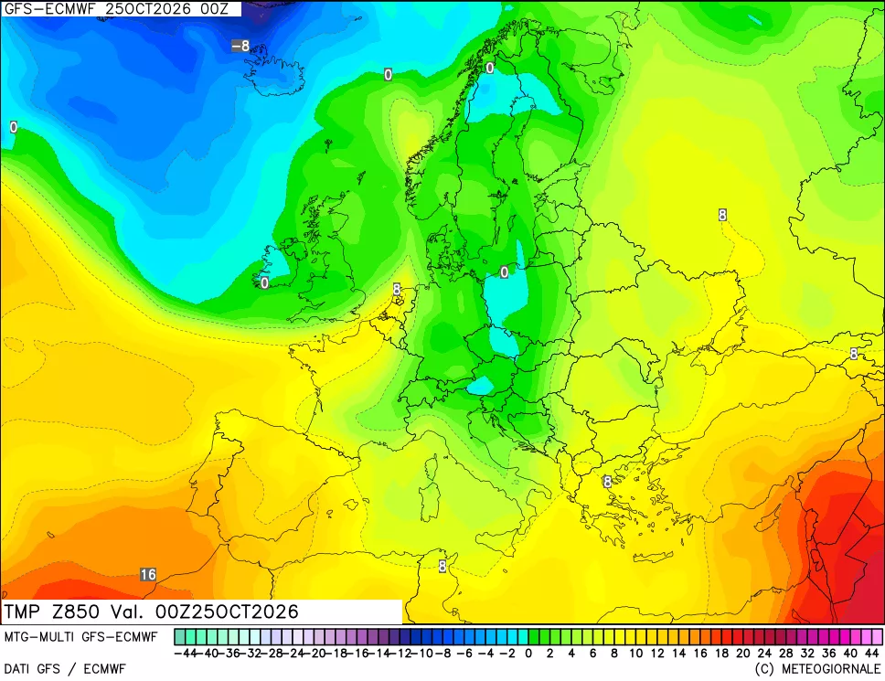 mappa Temperatura a 850 hPa