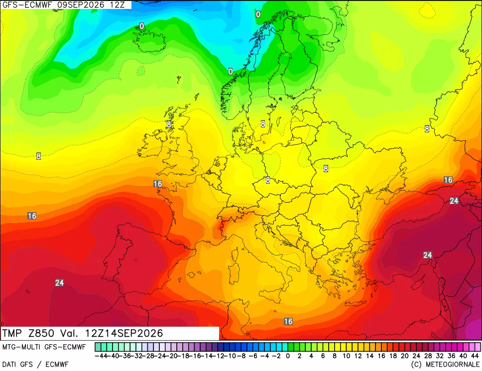 mappa Temperatura a 850 hPa