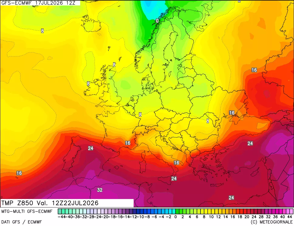 mappa Temperatura a 850 hPa