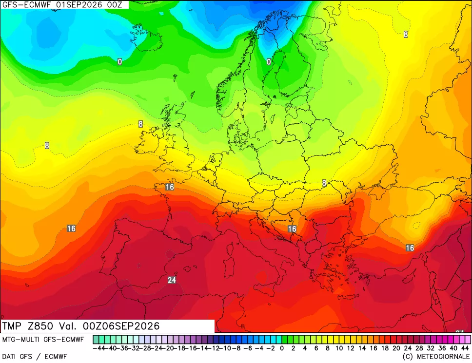 mappa Temperatura a 850 hPa