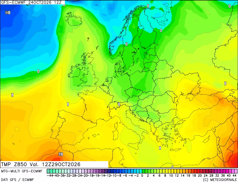 mappa Temperatura a 850 hPa