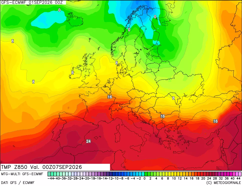 mappa Temperatura a 850 hPa