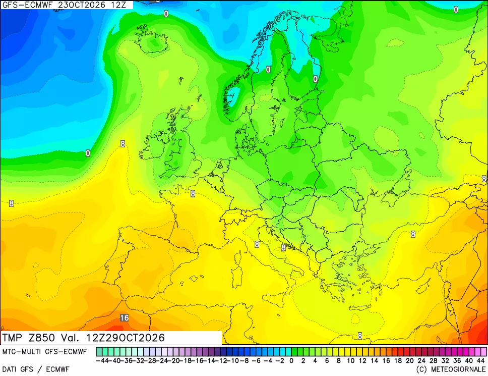 mappa Temperatura a 850 hPa