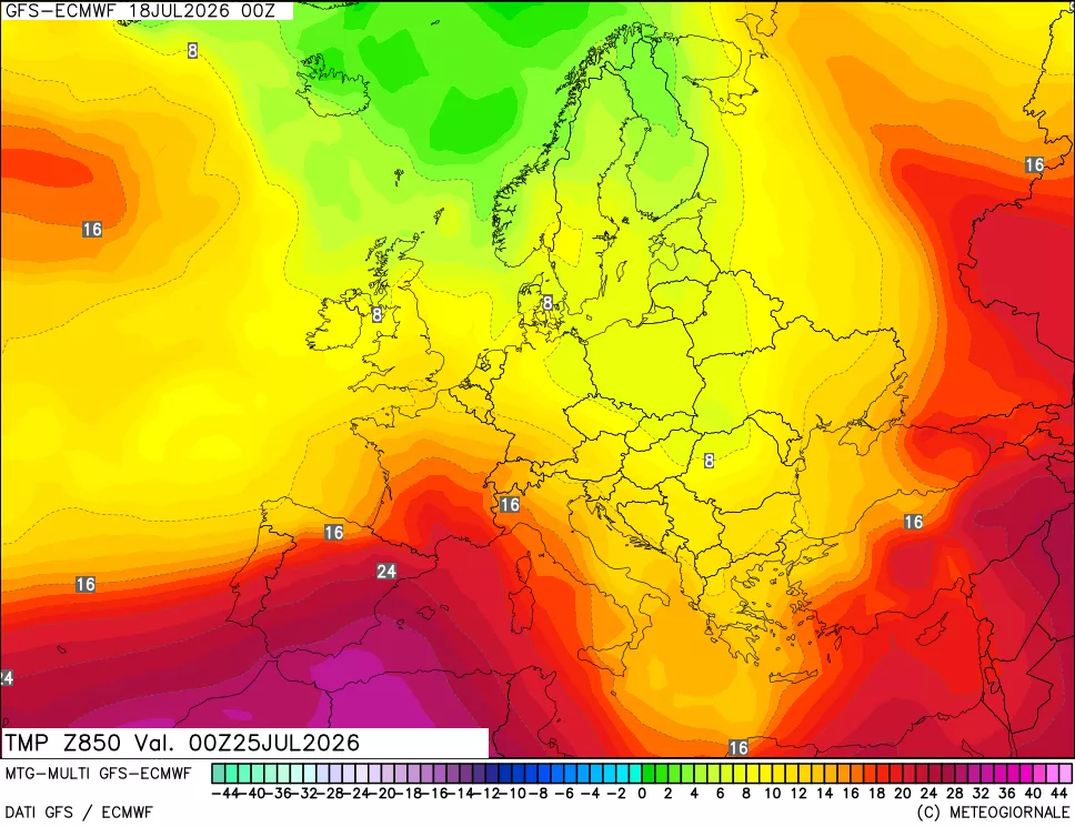 mappa Temperatura a 850 hPa