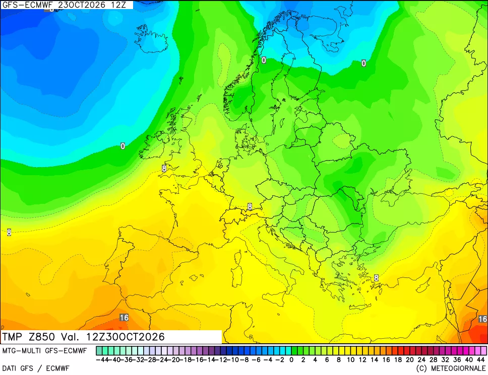 mappa Temperatura a 850 hPa