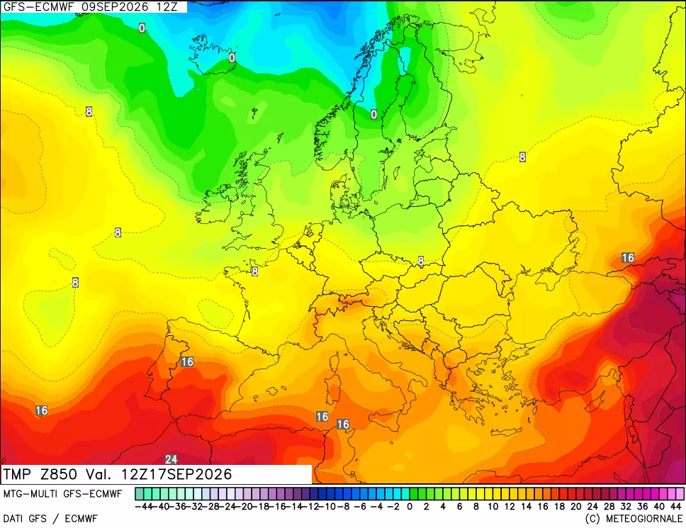 mappa Temperatura a 850 hPa