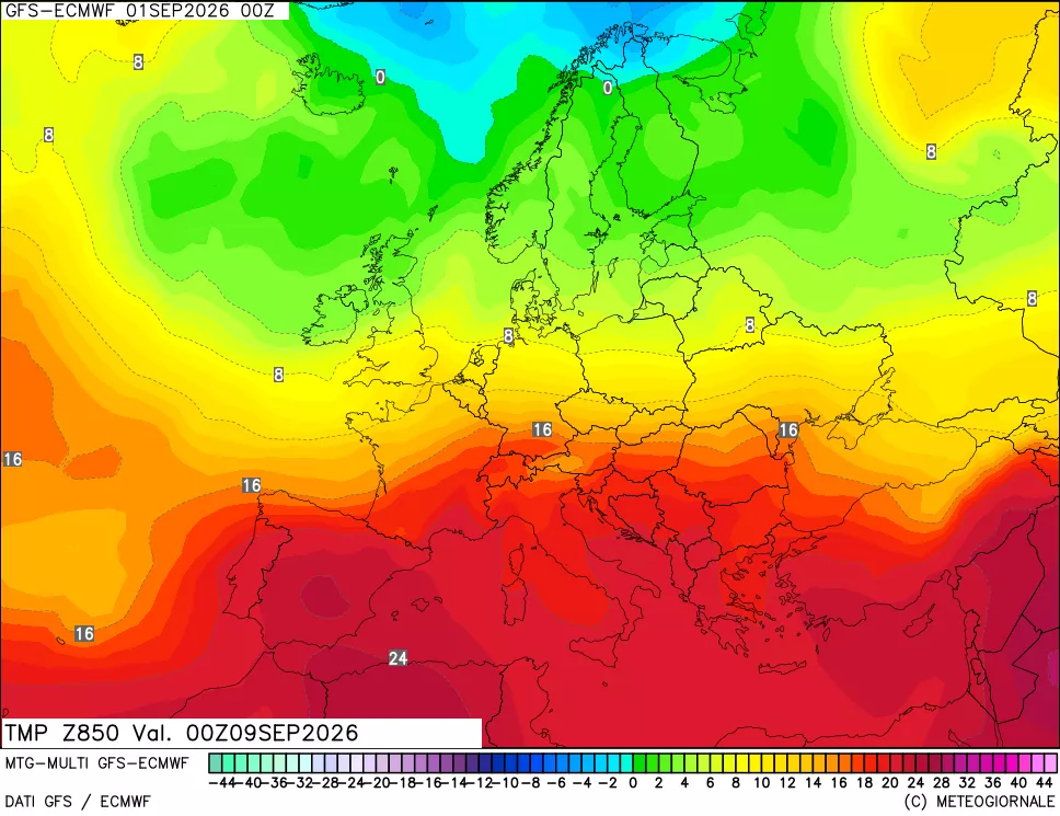 mappa Temperatura a 850 hPa