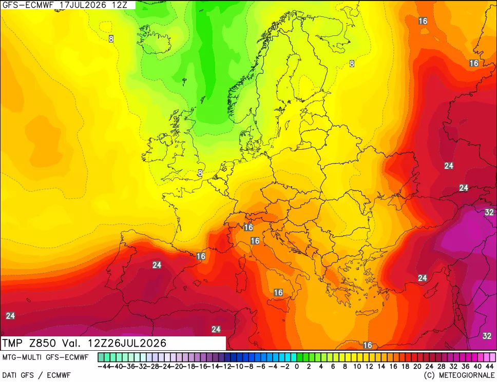 mappa Temperatura a 850 hPa
