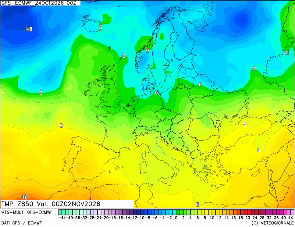mappa Temperatura a 850 hPa
