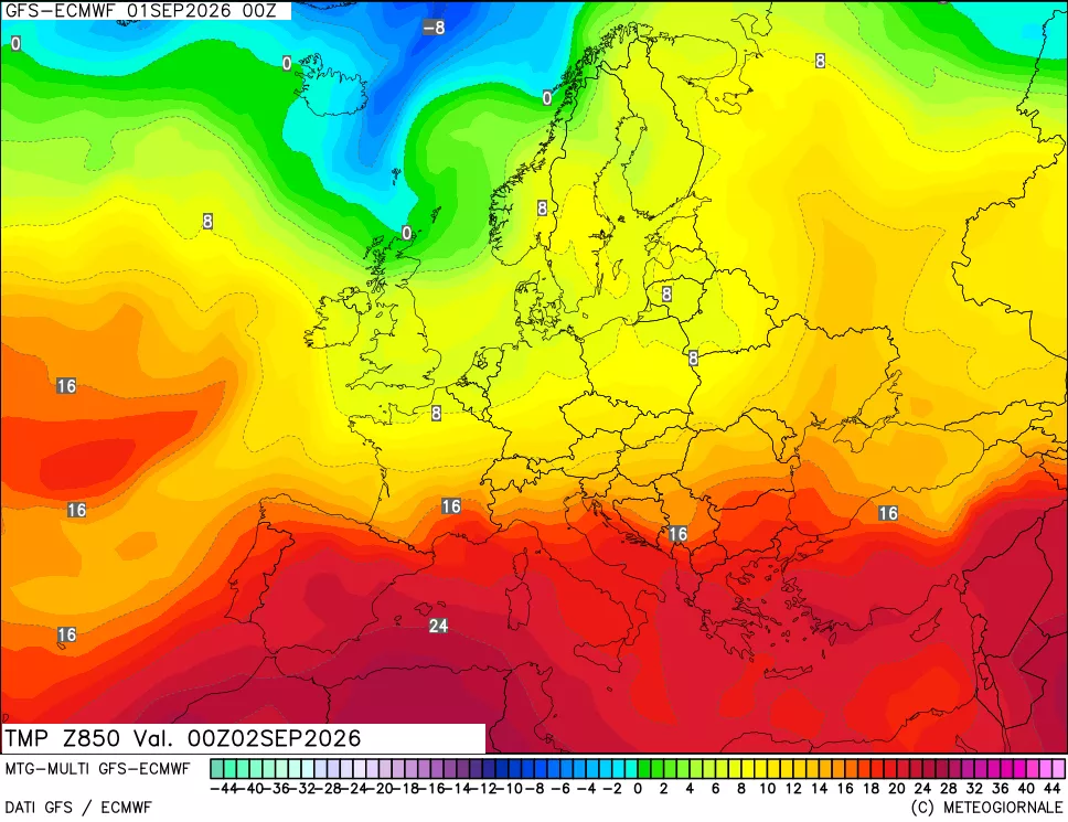 mappa Temperatura a 850 hPa