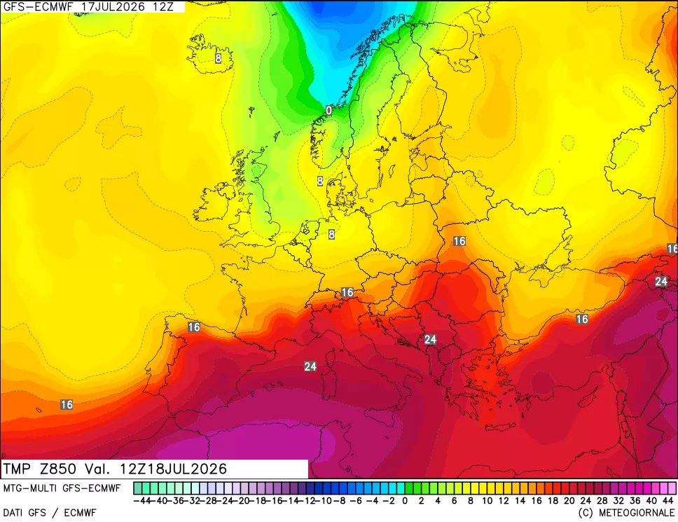 mappa Temperatura a 850 hPa