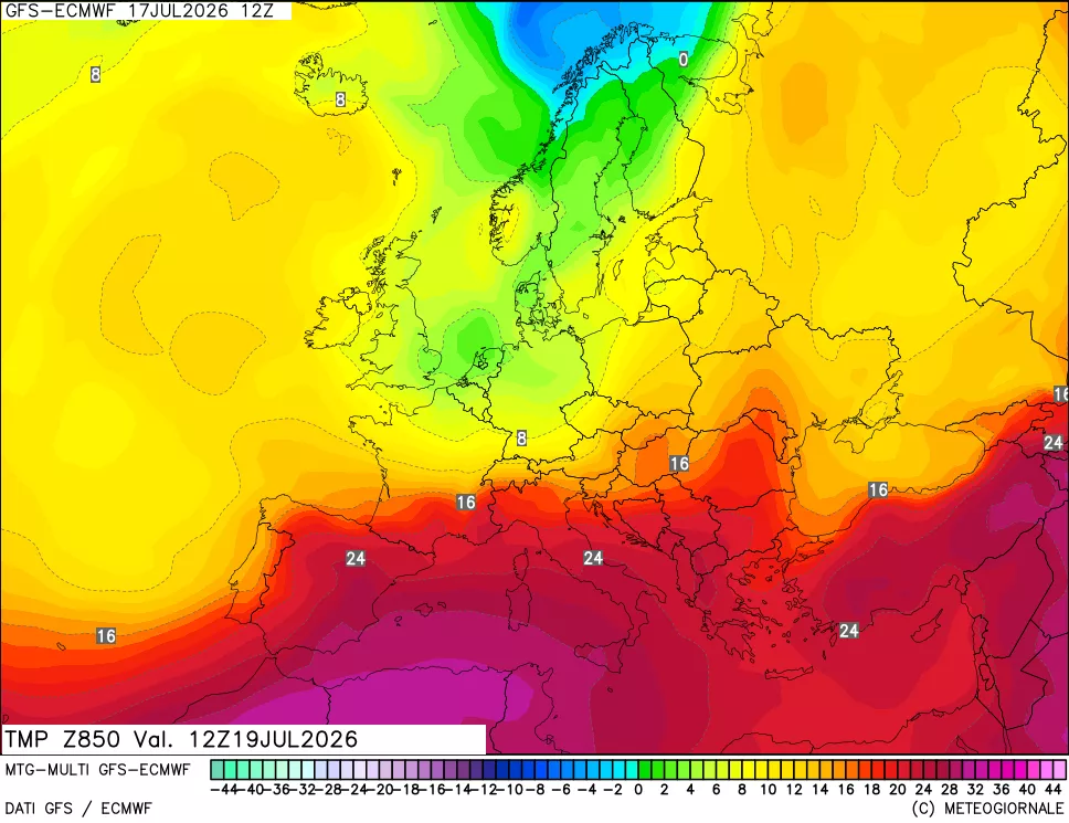 mappa Temperatura a 850 hPa
