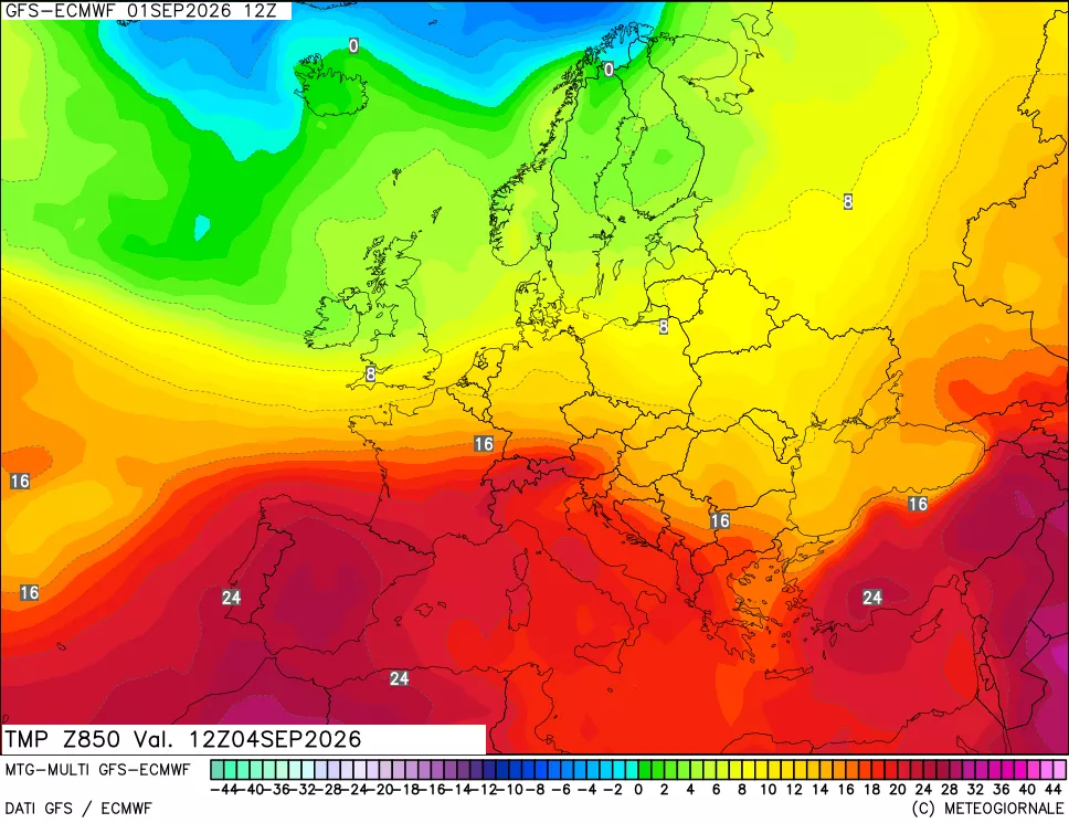 mappa Temperatura a 850 hPa