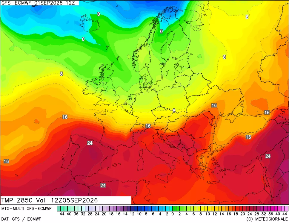 mappa Temperatura a 850 hPa