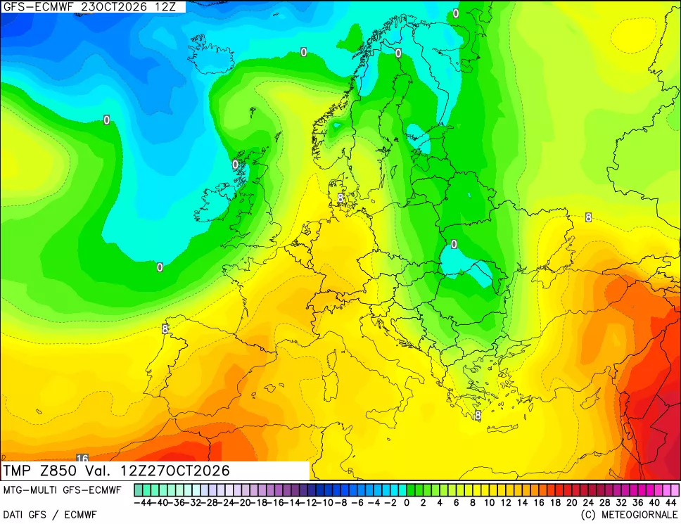 mappa Temperatura a 850 hPa