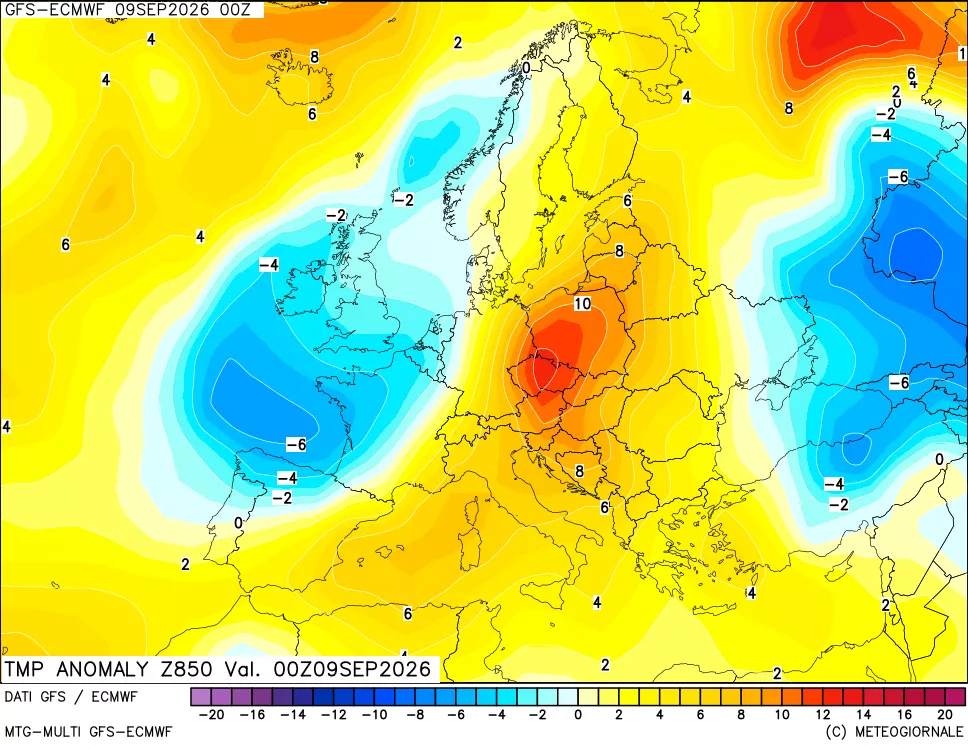 mappa 850 hPa Temp Anomaly vs Cli.No 1981-2010
