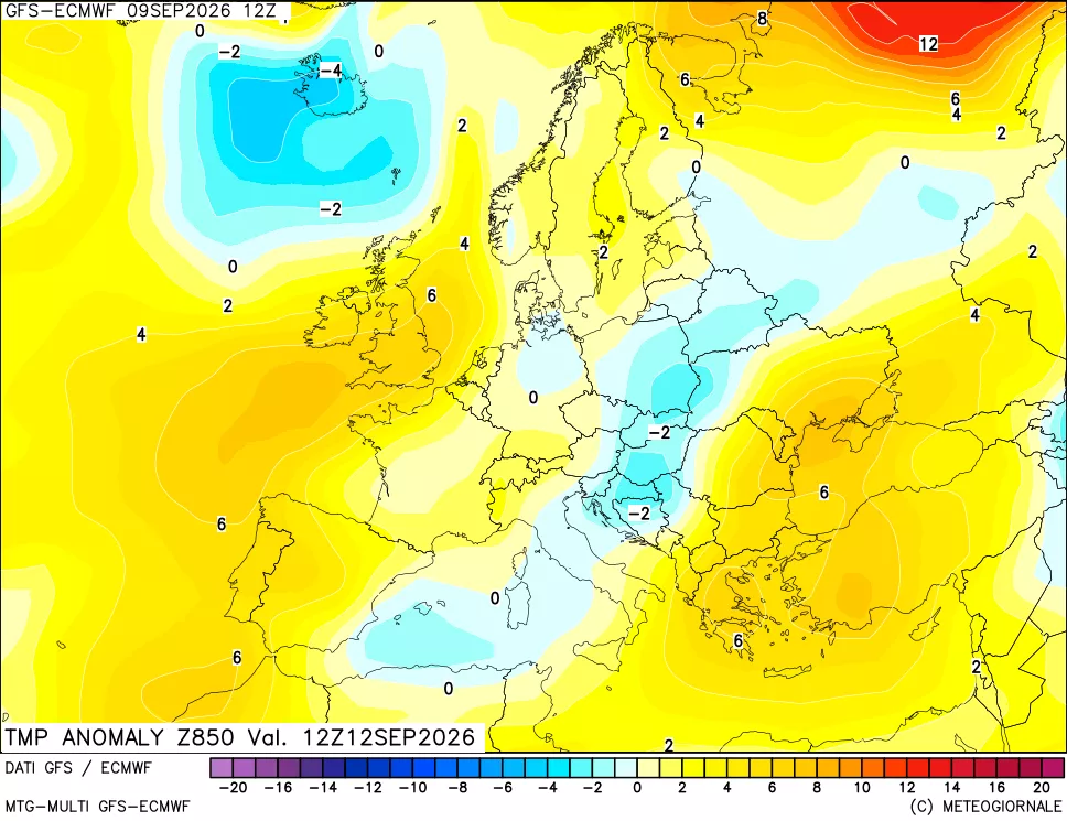 mappa 850 hPa Temp Anomaly vs Cli.No 1981-2010