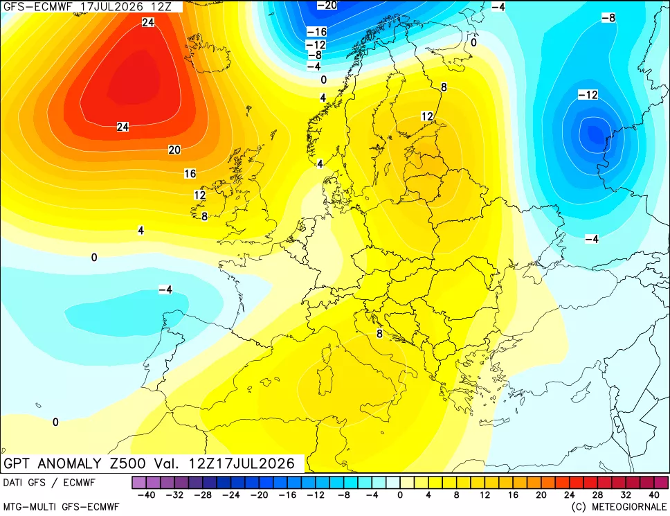 mappa 500 hPa GPT Anomaly vs Cli.No 1981-2010