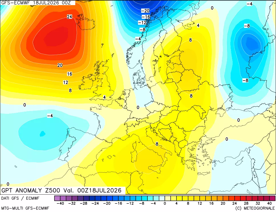 mappa 500 hPa GPT Anomaly vs Cli.No 1981-2010