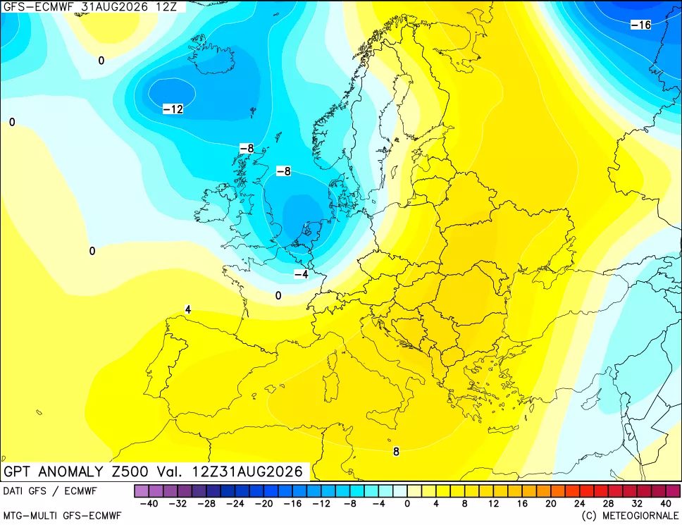 mappa 500 hPa GPT Anomaly vs Cli.No 1981-2010