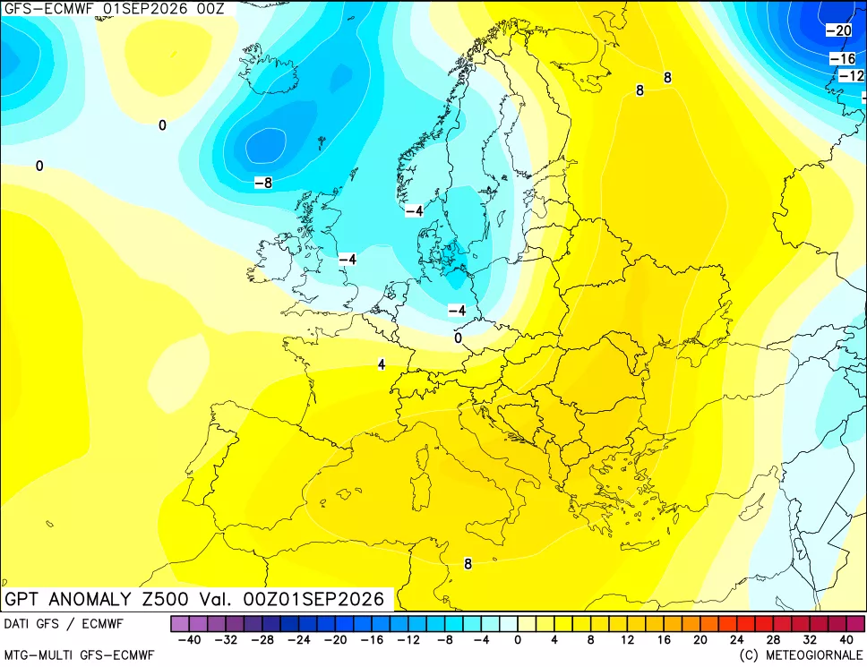 mappa 500 hPa GPT Anomaly vs Cli.No 1981-2010