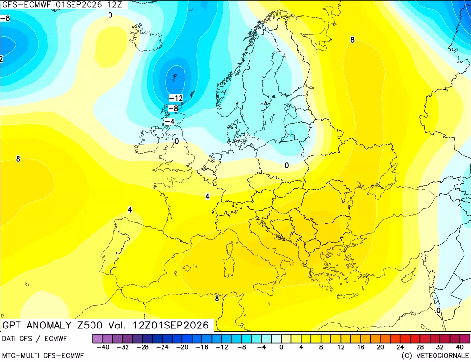 mappa 500 hPa GPT Anomaly vs Cli.No 1981-2010