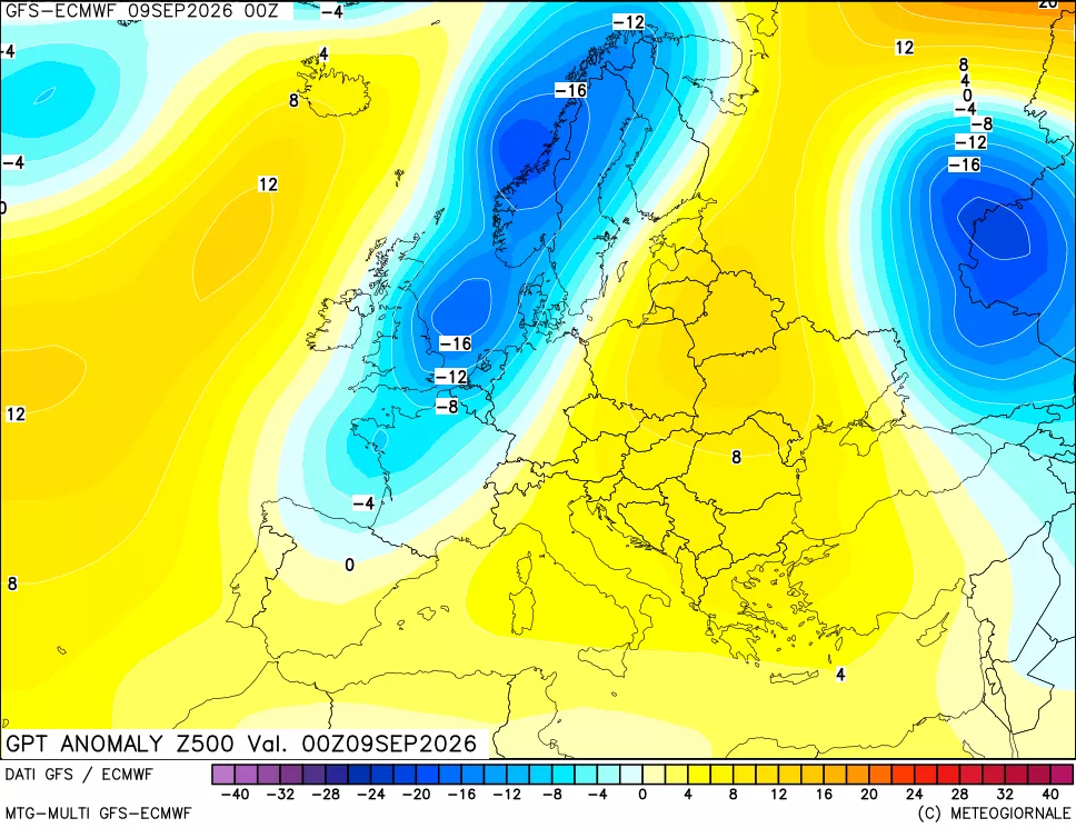 mappa 500 hPa GPT Anomaly vs Cli.No 1981-2010