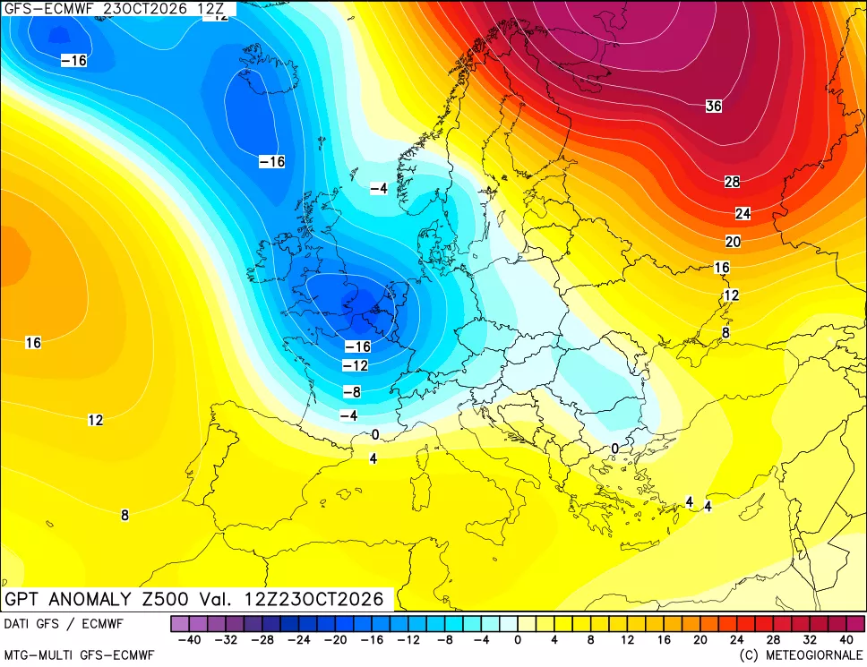 mappa 500 hPa GPT Anomaly vs Cli.No 1981-2010