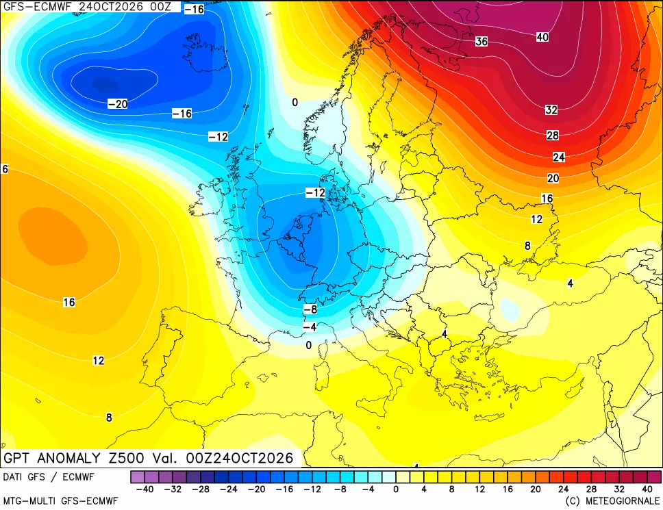 mappa 500 hPa GPT Anomaly vs Cli.No 1981-2010