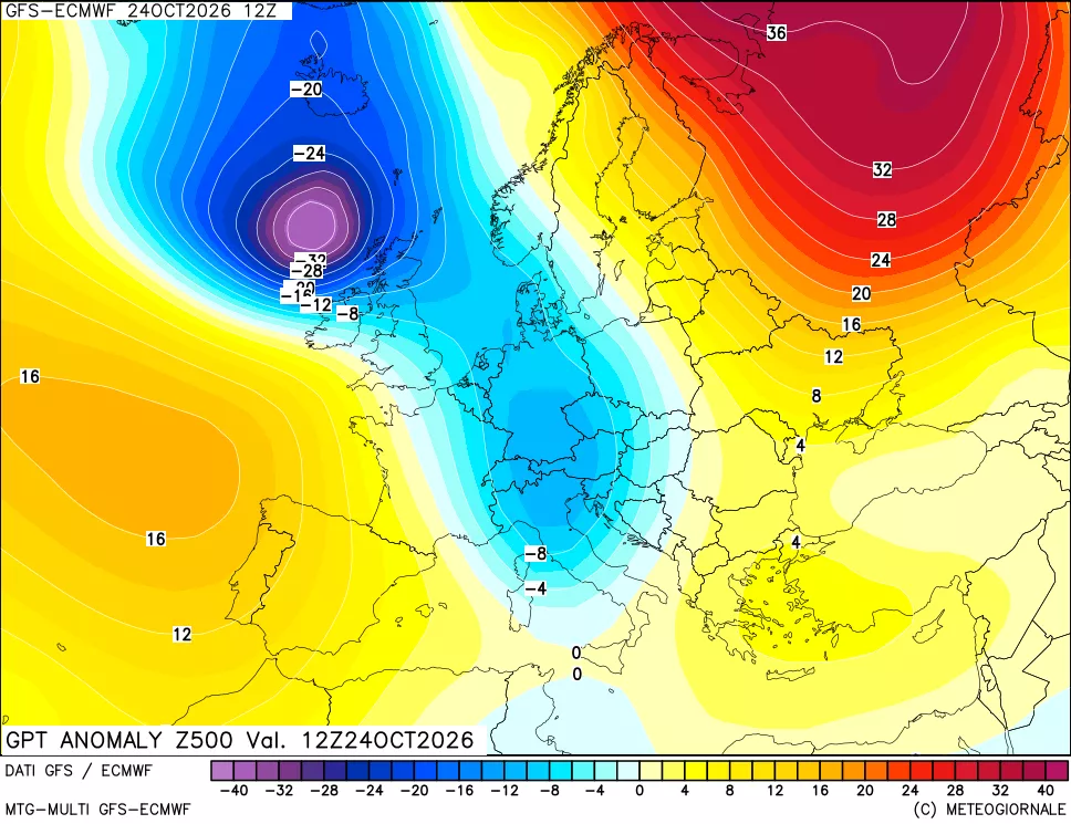mappa 500 hPa GPT Anomaly vs Cli.No 1981-2010