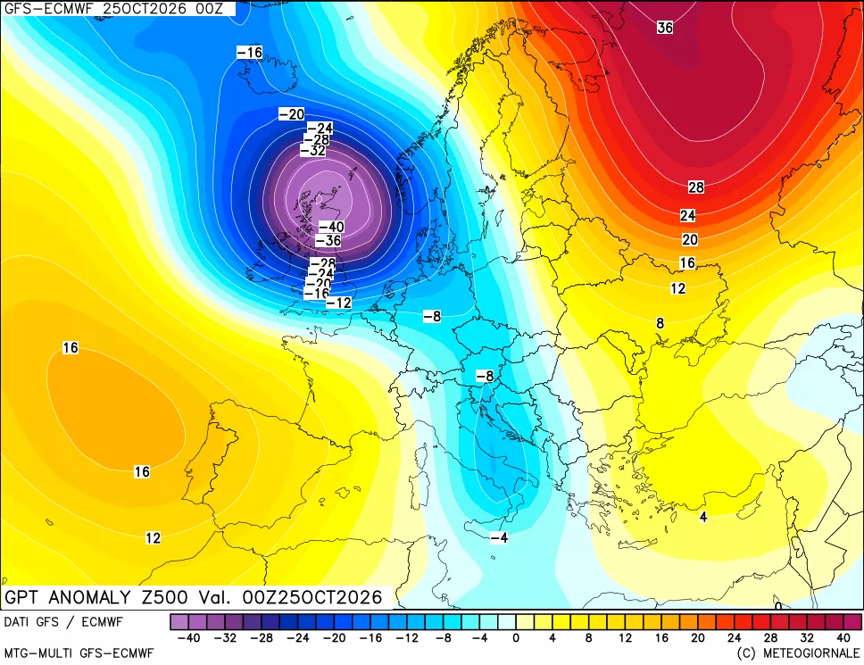 mappa 500 hPa GPT Anomaly vs Cli.No 1981-2010