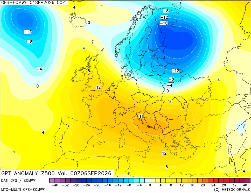mappa 500 hPa GPT Anomaly vs Cli.No 1981-2010