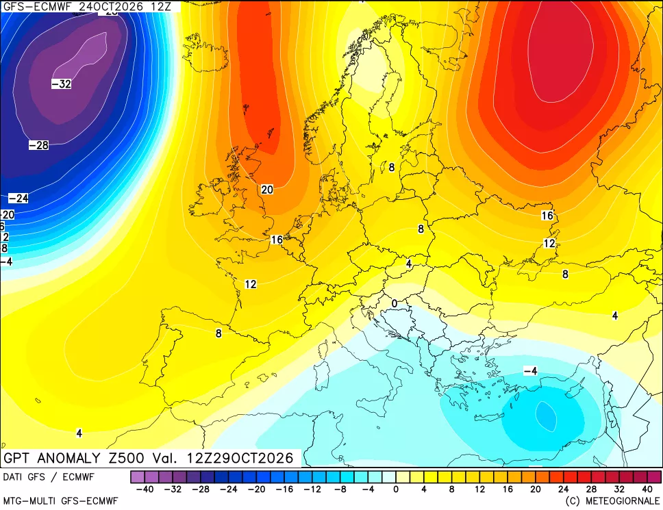 mappa 500 hPa GPT Anomaly vs Cli.No 1981-2010