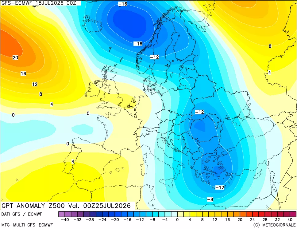mappa 500 hPa GPT Anomaly vs Cli.No 1981-2010