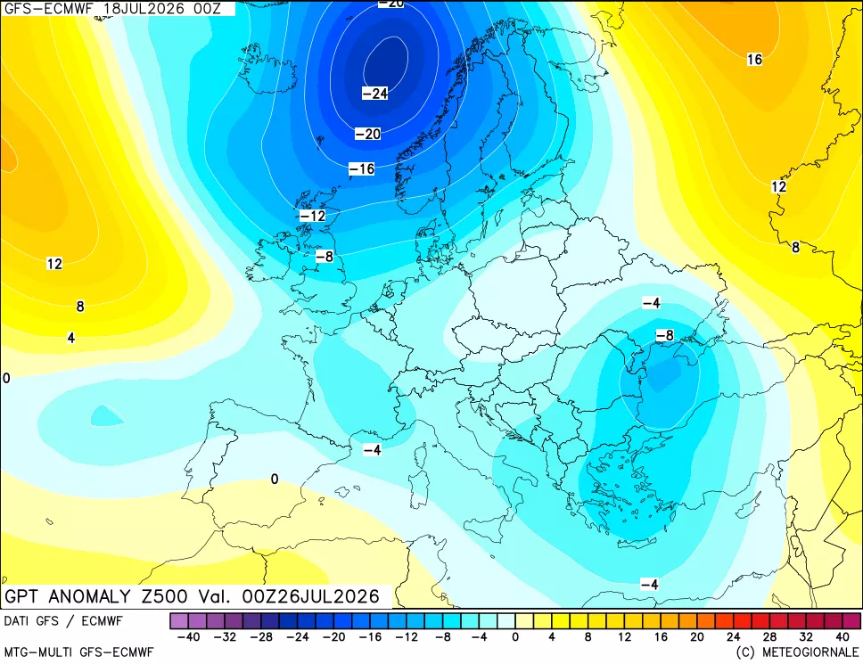 mappa 500 hPa GPT Anomaly vs Cli.No 1981-2010