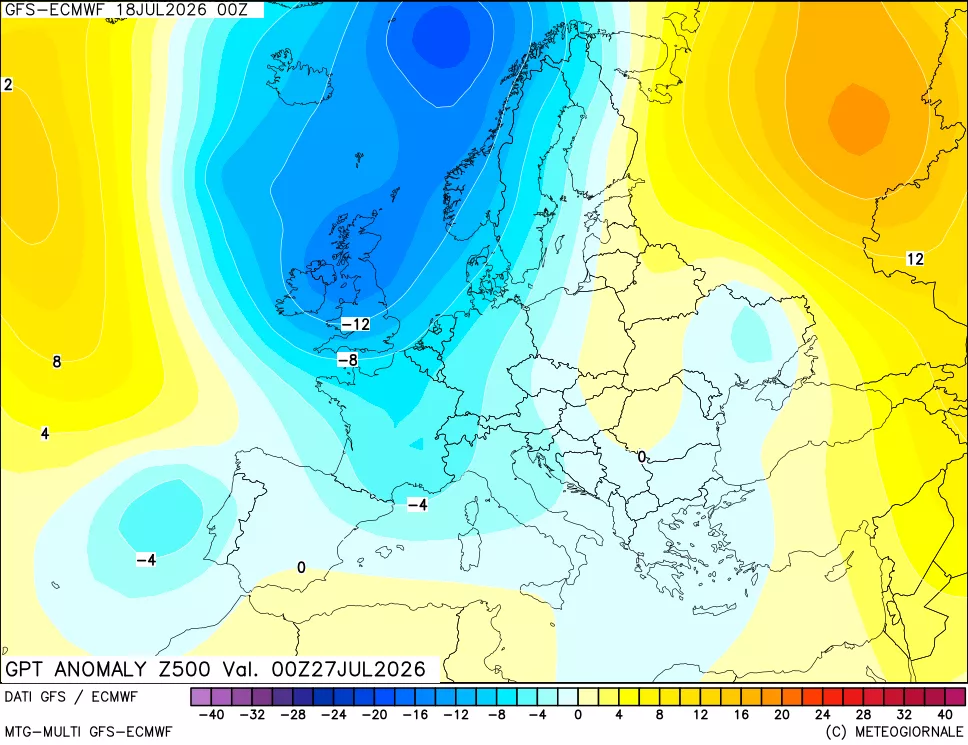 mappa 500 hPa GPT Anomaly vs Cli.No 1981-2010