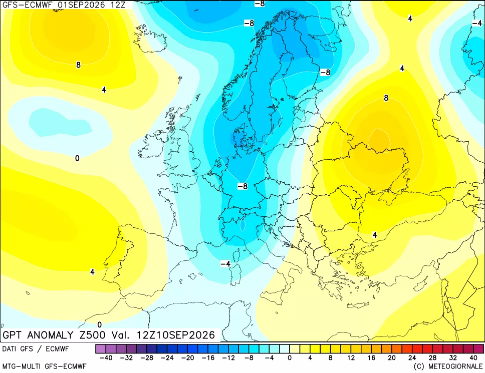 mappa 500 hPa GPT Anomaly vs Cli.No 1981-2010