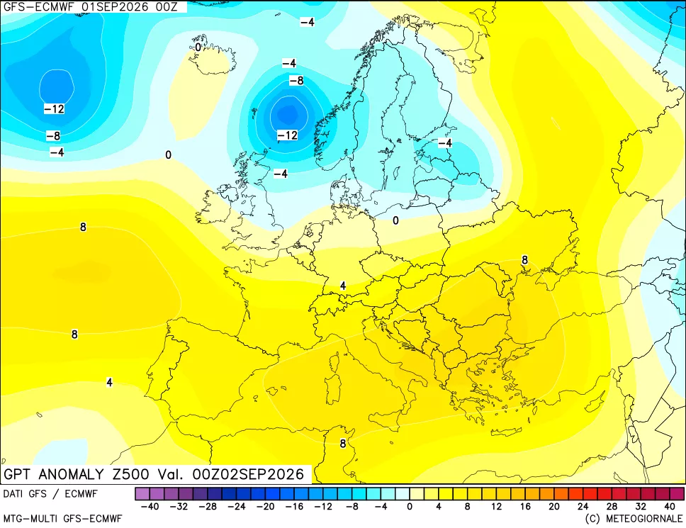 mappa 500 hPa GPT Anomaly vs Cli.No 1981-2010