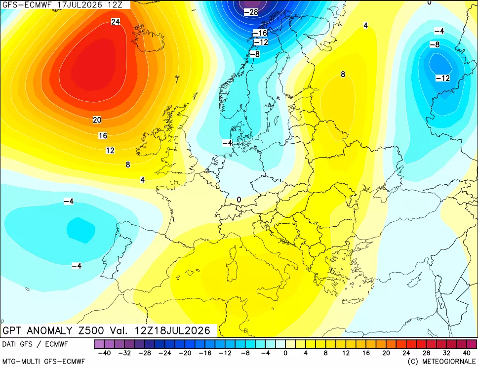 mappa 500 hPa GPT Anomaly vs Cli.No 1981-2010
