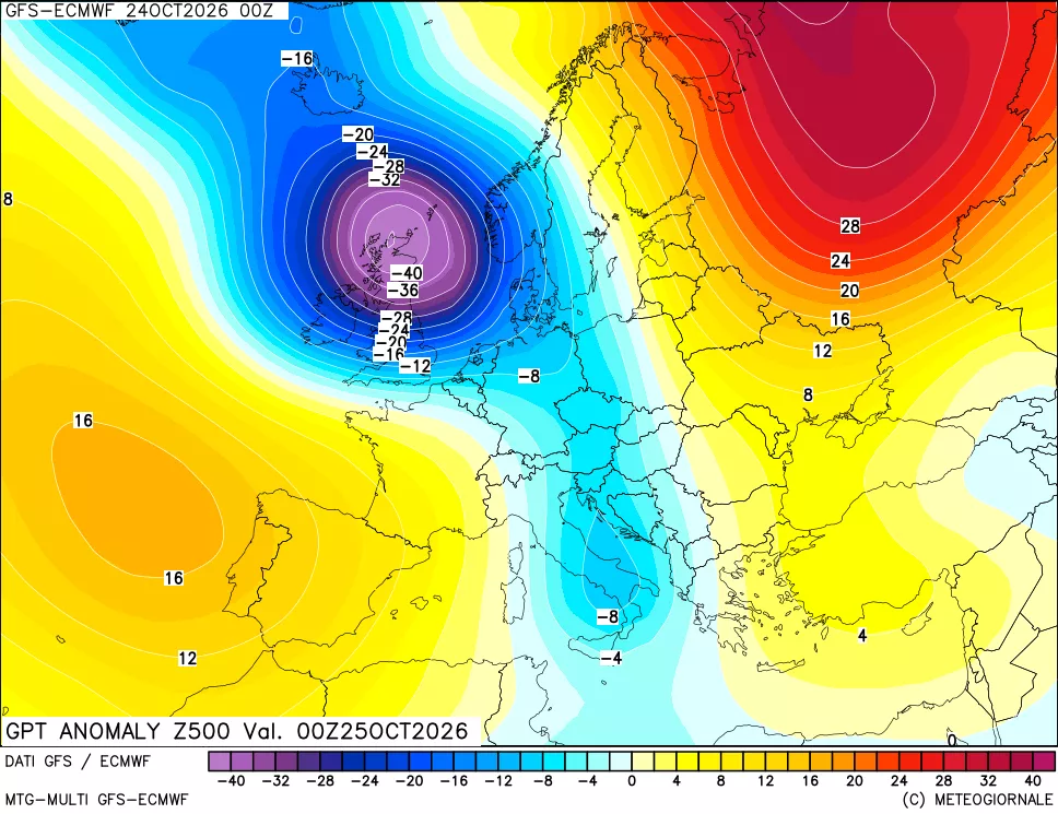mappa 500 hPa GPT Anomaly vs Cli.No 1981-2010